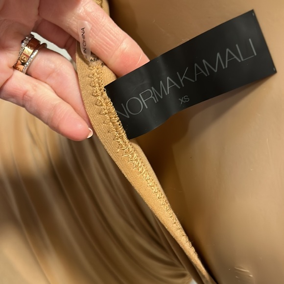 Brand New With Tags Norma Kamali Bill Tan Ruched Dress - Picture 5 of 6